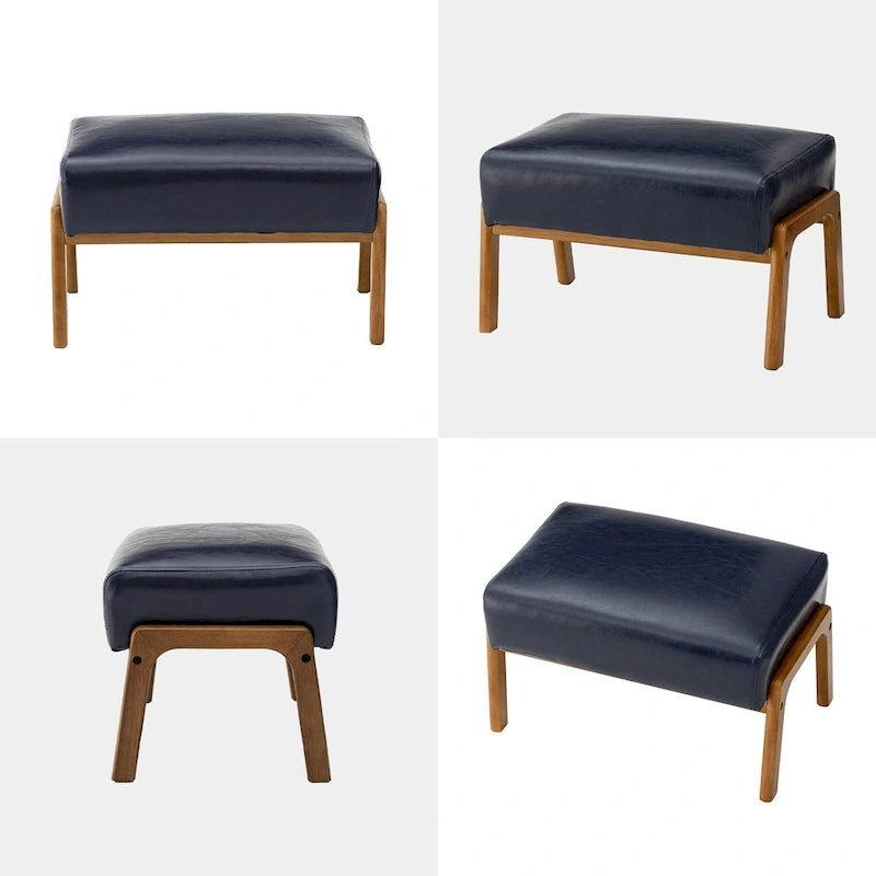 Tabouret d'appoint mi-siècle en similicuir vert / camel / marron / bleu, assise individuelle