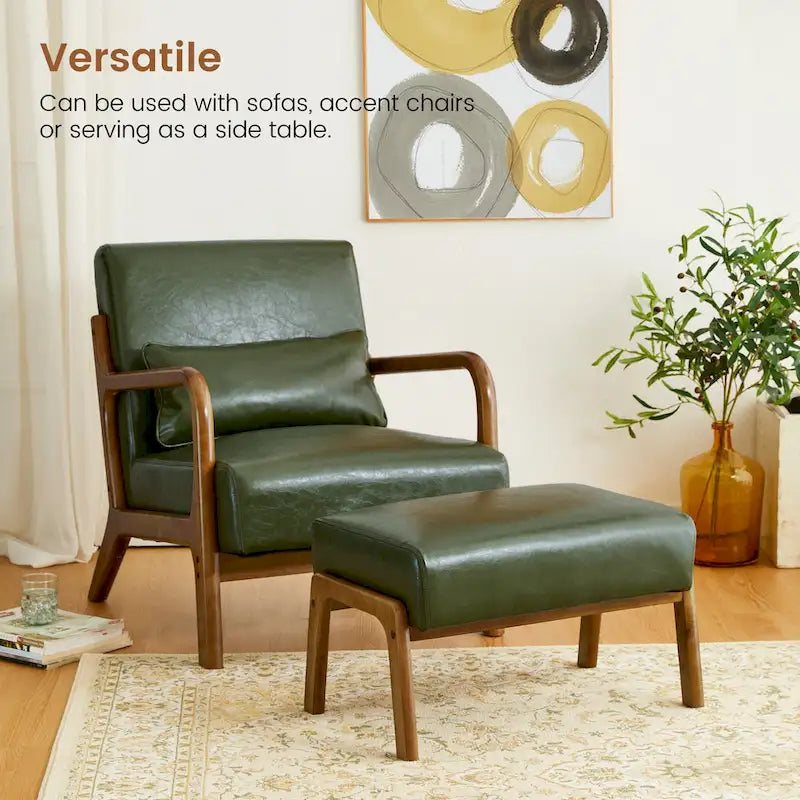 Tabouret d'appoint mi-siècle en similicuir vert / camel / marron / bleu, assise individuelle