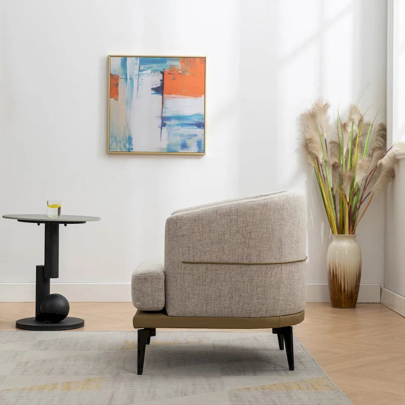 Fauteuil crapaud bicolore, Vert Moutarde / Orange Brûlé, 1 place