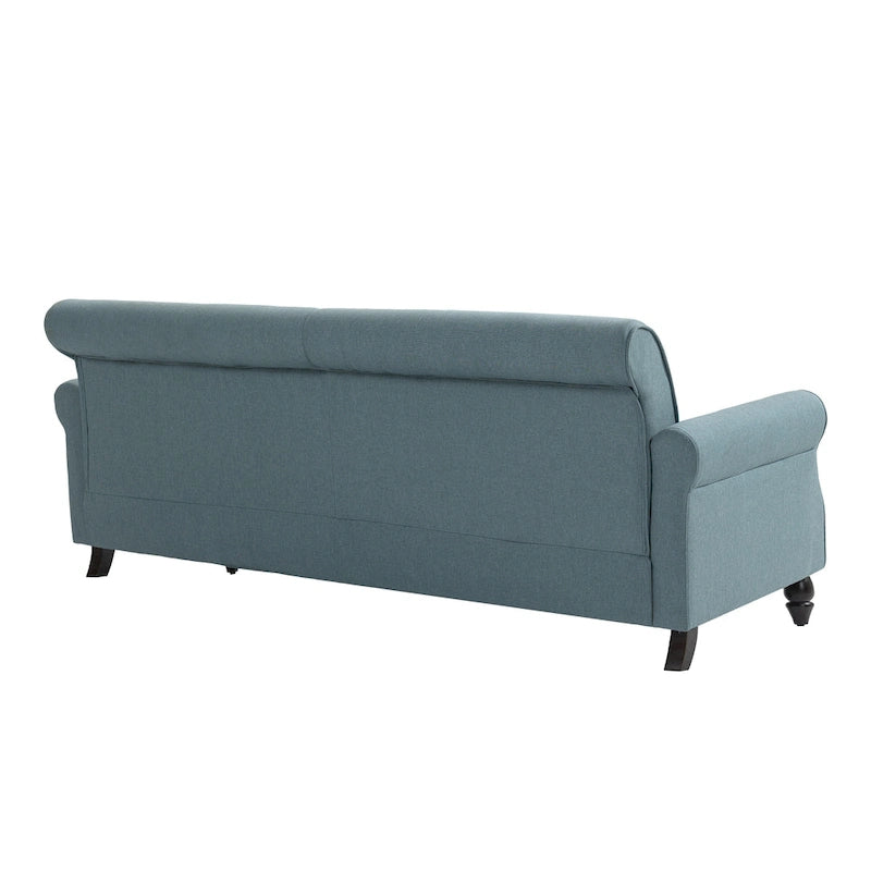 Canapé deux places de 73 po avec garniture cloutée, bleu foncé / beige / bleu clair / gris foncé