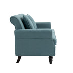 Canapé deux places de 73 po avec garniture cloutée, bleu foncé / beige / bleu clair / gris foncé