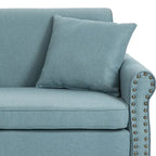 Canapé deux places de 73 po avec garniture cloutée, bleu foncé / beige / bleu clair / gris foncé