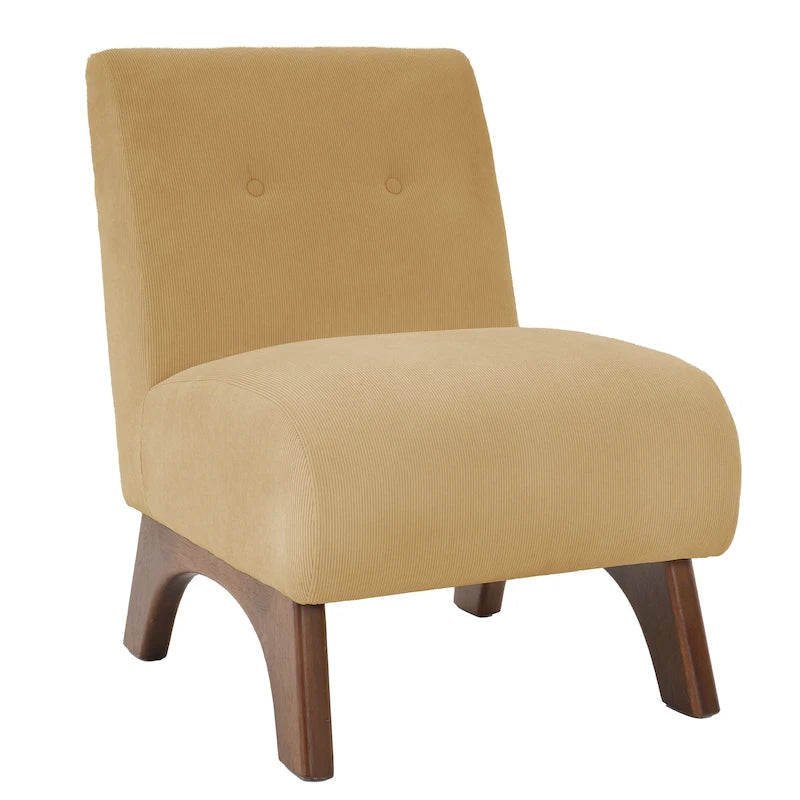 Fauteuil d'appoint sans accoudoirs en velours côtelé – Blanc Crème / Bleu Profond / Jaune Clair de Lune / Gris Signal, Assise simple