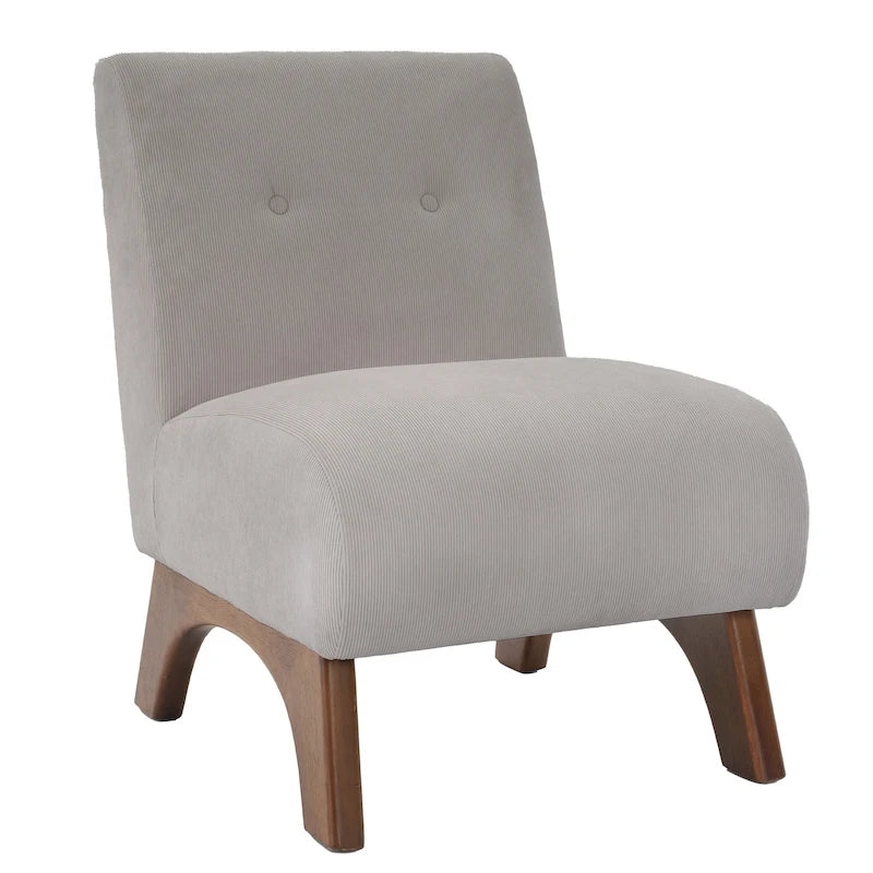 Fauteuil d'appoint sans accoudoirs en velours côtelé – Blanc Crème / Bleu Profond / Jaune Clair de Lune / Gris Signal, Assise simple