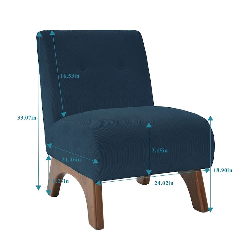 Fauteuil d'appoint sans accoudoirs en velours côtelé – Blanc Crème / Bleu Profond / Jaune Clair de Lune / Gris Signal, Assise simple