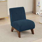 Fauteuil d'appoint sans accoudoirs en velours côtelé – Blanc Crème / Bleu Profond / Jaune Clair de Lune / Gris Signal, Assise simple