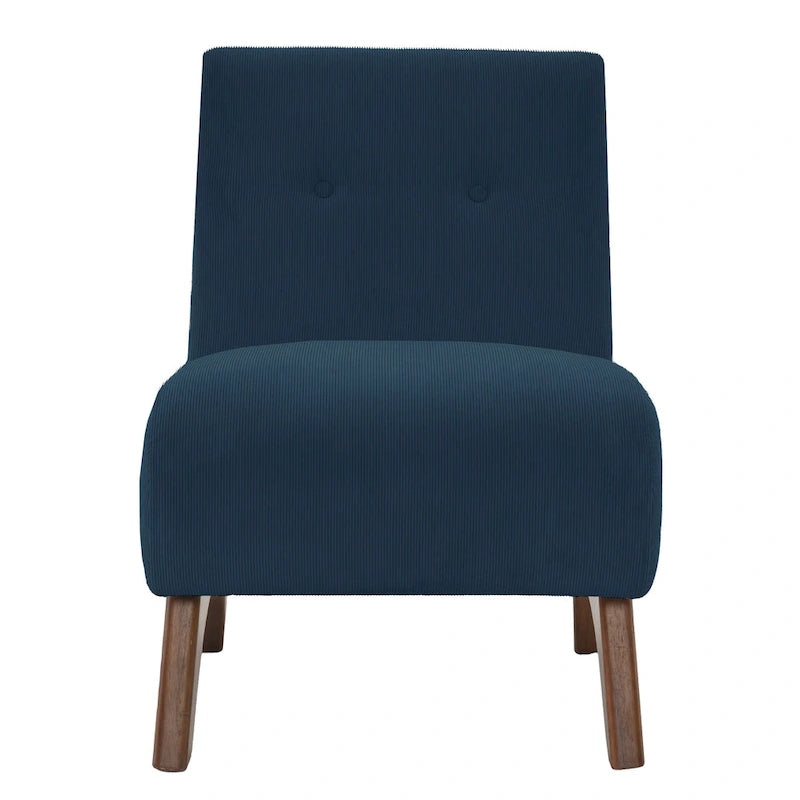 Fauteuil d'appoint sans accoudoirs en velours côtelé – Blanc Crème / Bleu Profond / Jaune Clair de Lune / Gris Signal, Assise simple