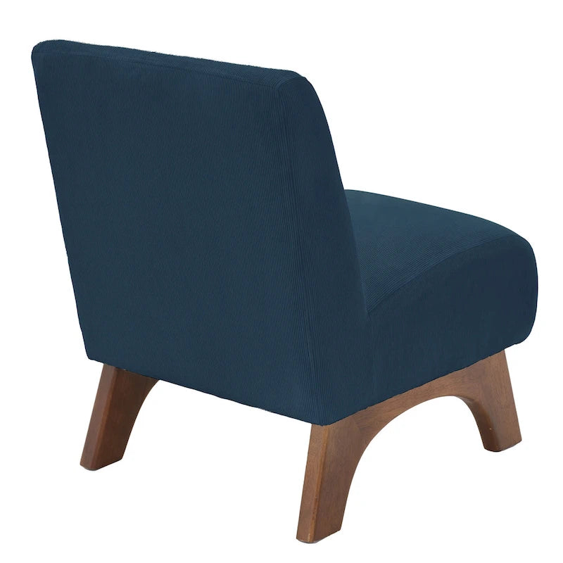 Fauteuil d'appoint sans accoudoirs en velours côtelé – Blanc Crème / Bleu Profond / Jaune Clair de Lune / Gris Signal, Assise simple
