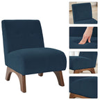 Fauteuil d'appoint sans accoudoirs en velours côtelé – Blanc Crème / Bleu Profond / Jaune Clair de Lune / Gris Signal, Assise simple