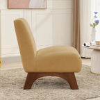 Fauteuil d'appoint sans accoudoirs en velours côtelé – Blanc Crème / Bleu Profond / Jaune Clair de Lune / Gris Signal, Assise simple