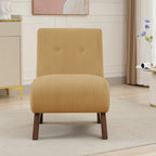 Fauteuil d'appoint sans accoudoirs en velours côtelé – Blanc Crème / Bleu Profond / Jaune Clair de Lune / Gris Signal, Assise simple