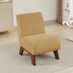 Fauteuil d'appoint sans accoudoirs en velours côtelé – Blanc Crème / Bleu Profond / Jaune Clair de Lune / Gris Signal, Assise simple