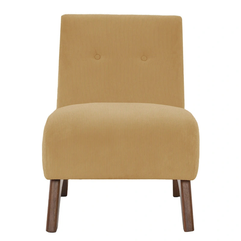 Fauteuil d'appoint sans accoudoirs en velours côtelé – Blanc Crème / Bleu Profond / Jaune Clair de Lune / Gris Signal, Assise simple