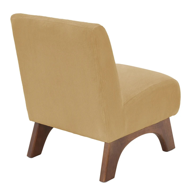 Fauteuil d'appoint sans accoudoirs en velours côtelé – Blanc Crème / Bleu Profond / Jaune Clair de Lune / Gris Signal, Assise simple