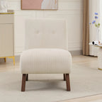 Fauteuil d'appoint sans accoudoirs en velours côtelé – Blanc Crème / Bleu Profond / Jaune Clair de Lune / Gris Signal, Assise simple