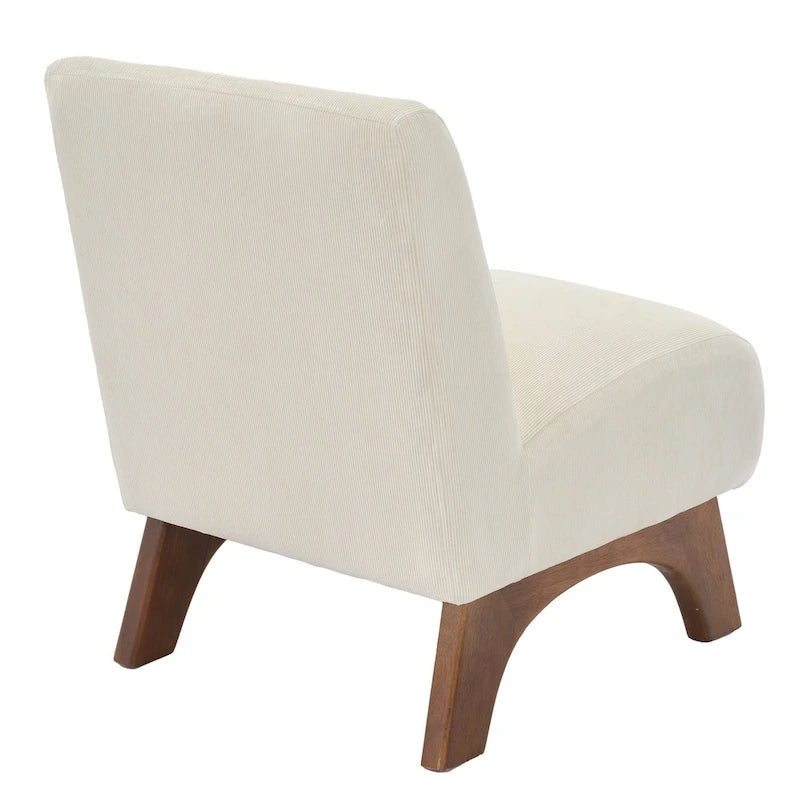 Fauteuil d'appoint sans accoudoirs en velours côtelé – Blanc Crème / Bleu Profond / Jaune Clair de Lune / Gris Signal, Assise simple