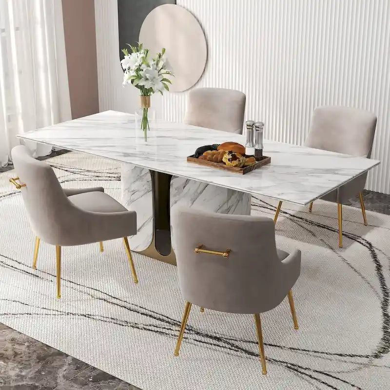 Chaises de salle à manger sans accoudoirs, revêtues de velours, lot de 4 – Gris / Noir / Bleu marine / Vert / Beige