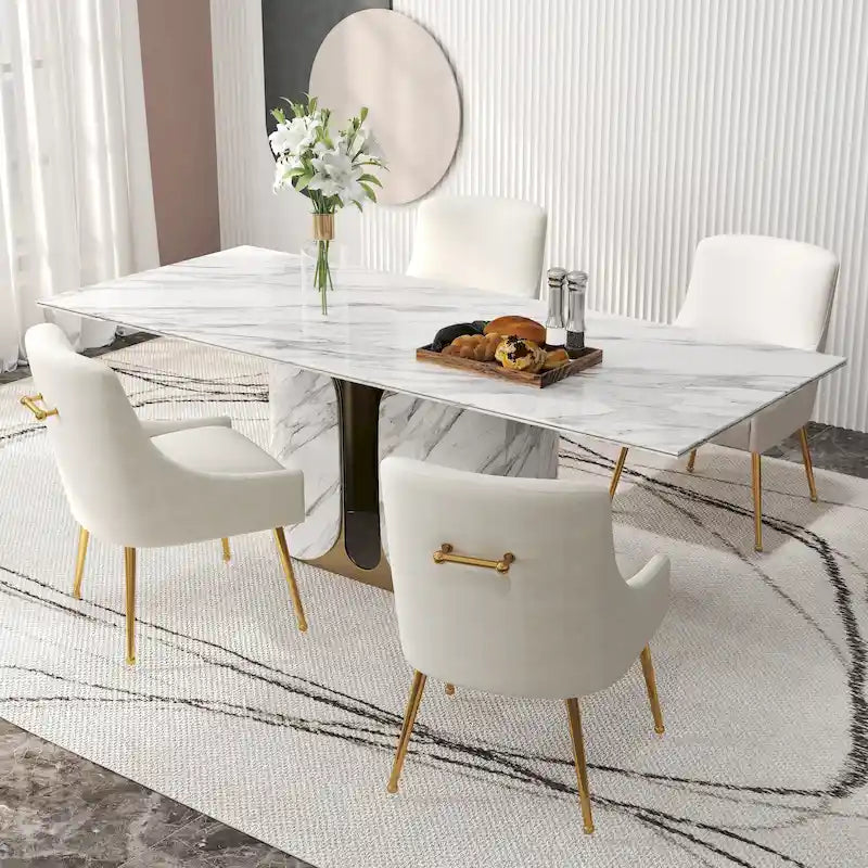 Chaises de salle à manger sans accoudoirs, revêtues de velours, lot de 4 – Gris / Noir / Bleu marine / Vert / Beige