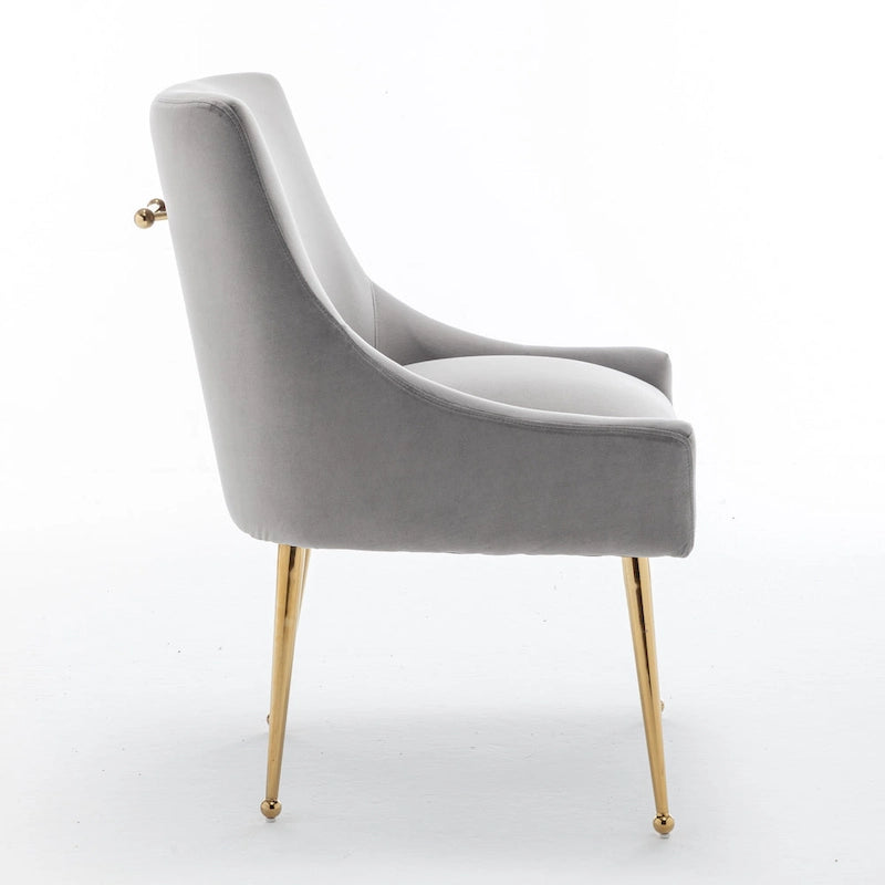 Chaises de salle à manger sans accoudoirs, revêtues de velours, lot de 4 – Gris / Noir / Bleu marine / Vert / Beige