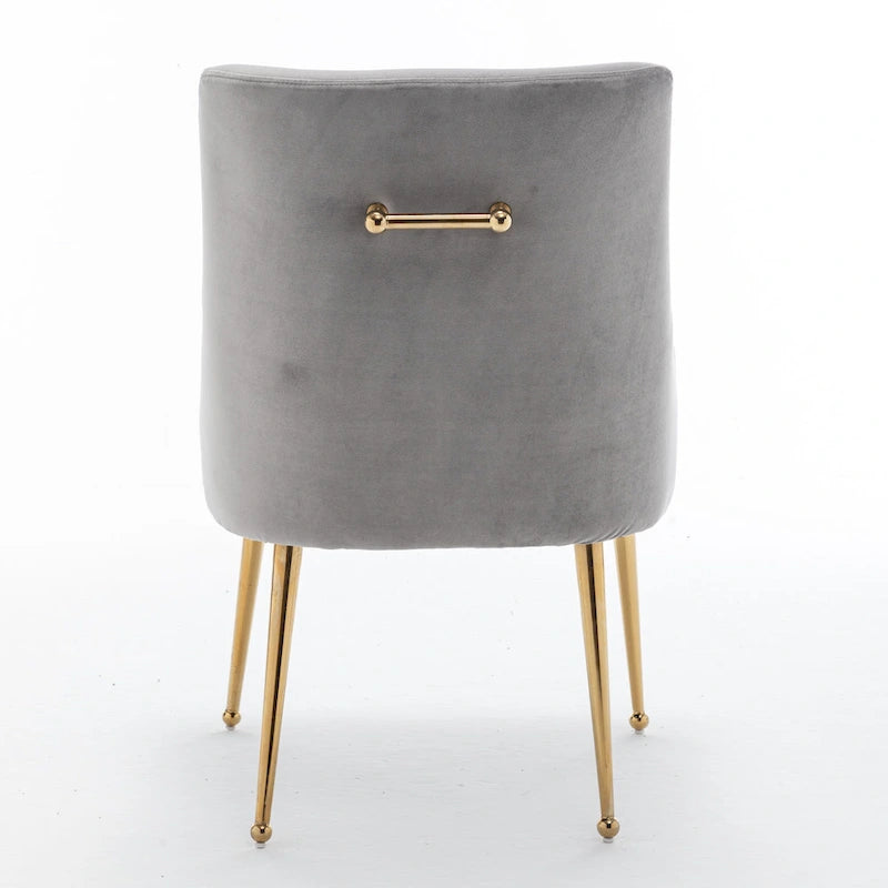 Chaises de salle à manger sans accoudoirs, revêtues de velours, lot de 4 – Gris / Noir / Bleu marine / Vert / Beige