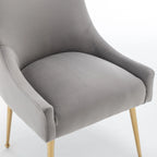 Chaises de salle à manger sans accoudoirs, revêtues de velours, lot de 4 – Gris / Noir / Bleu marine / Vert / Beige
