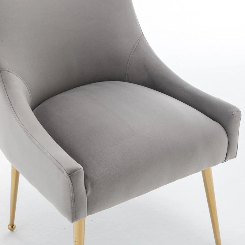 Chaises de salle à manger sans accoudoirs, revêtues de velours, lot de 4 – Gris / Noir / Bleu marine / Vert / Beige