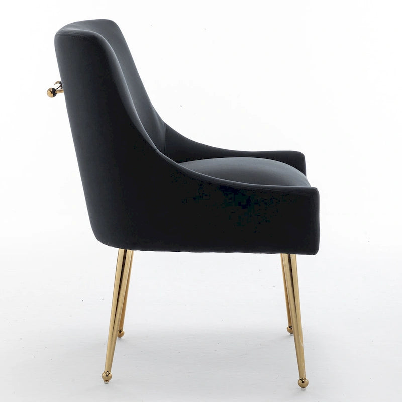 Chaises de salle à manger sans accoudoirs, revêtues de velours, lot de 4 – Gris / Noir / Bleu marine / Vert / Beige
