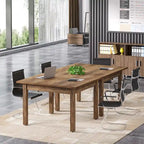 Table de conférence carrée marron/noir avec pieds en bois massif, 1 à 2 places