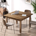 Table de conférence carrée marron/noir avec pieds en bois massif, 1 à 2 places