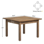 Table de conférence carrée marron/noir avec pieds en bois massif, 1 à 2 places