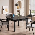 Table de conférence carrée marron/noir avec pieds en bois massif, 1 à 2 places