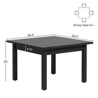 Table de conférence carrée marron/noir avec pieds en bois massif, 1 à 2 places