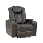 Fauteuil inclinable électrique en similicuir marron-gris, une place