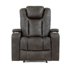 Fauteuil inclinable électrique en similicuir marron-gris, une place