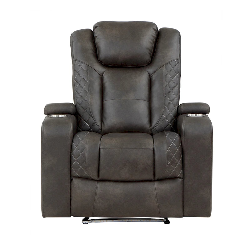 Fauteuil inclinable électrique en similicuir marron-gris, une place