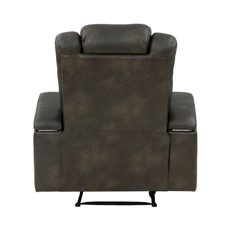 Fauteuil inclinable électrique en similicuir marron-gris, une place
