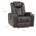 Fauteuil inclinable électrique en similicuir marron-gris, une place