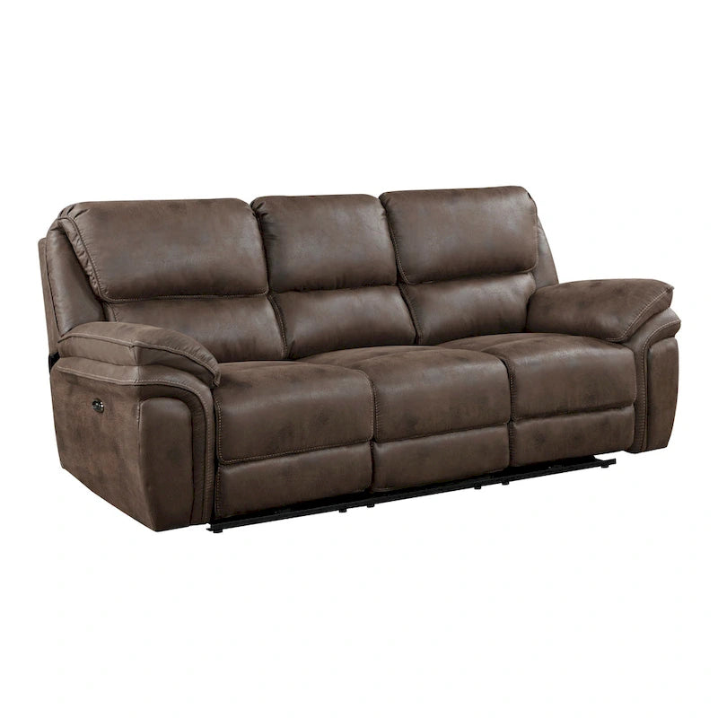Canapé inclinable électrique double en microfibre marron, 2 places