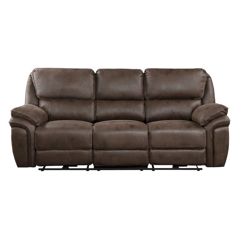 Canapé inclinable électrique double en microfibre marron, 2 places
