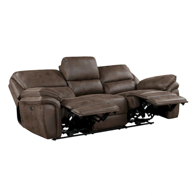 Canapé inclinable électrique double en microfibre marron, 2 places