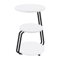 Table d'appoint à 3 niveaux blanche et noire, plateau en bois, cadre en métal noir
