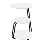 Table d'appoint à 3 niveaux blanche et noire, plateau en bois, cadre en métal noir