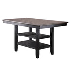 Table de salle à manger hauteur comptoir brun foncé avec 2 étagères, plateau en bois, 1 à 2 places