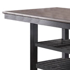 Table de salle à manger hauteur comptoir brun foncé avec 2 étagères, plateau en bois, 1 à 2 places