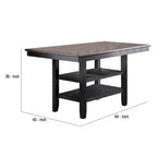 Table de salle à manger hauteur comptoir brun foncé avec 2 étagères, plateau en bois, 1 à 2 places