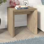 Table d'appoint rectangulaire de 56 cm de large – Chêne gris antique / Grain noir / Aulne blanc, piètement luge, montage par 1 personne