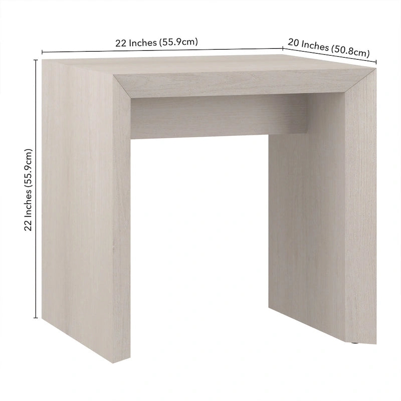 Table d'appoint rectangulaire de 56 cm de large – Chêne gris antique / Grain noir / Aulne blanc, piètement luge, montage par 1 personne