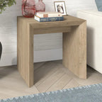 Table d'appoint rectangulaire de 56 cm de large – Chêne gris antique / Grain noir / Aulne blanc, piètement luge, montage par 1 personne