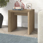 Table d'appoint rectangulaire de 56 cm de large – Chêne gris antique / Grain noir / Aulne blanc, piètement luge, montage par 1 personne