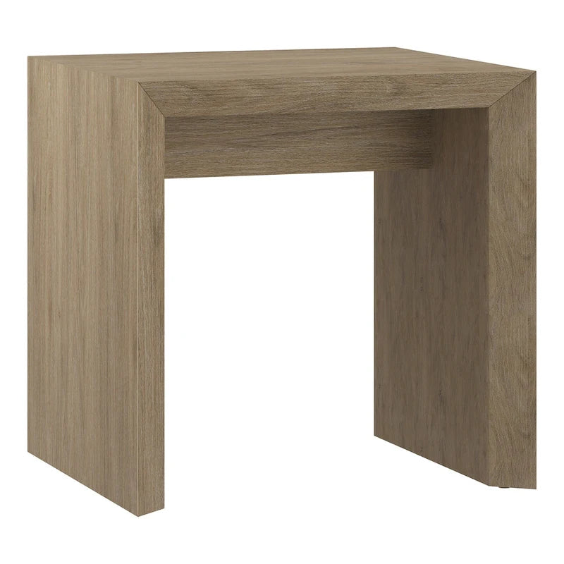 Table d'appoint rectangulaire de 56 cm de large – Chêne gris antique / Grain noir / Aulne blanc, piètement luge, montage par 1 personne